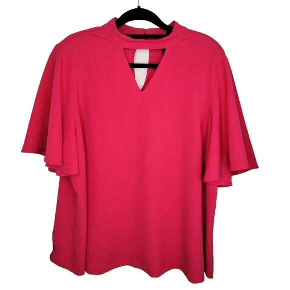 Lane Bryant flutter sleeve keyhole blouse top size 22 - Picture 1 of 6